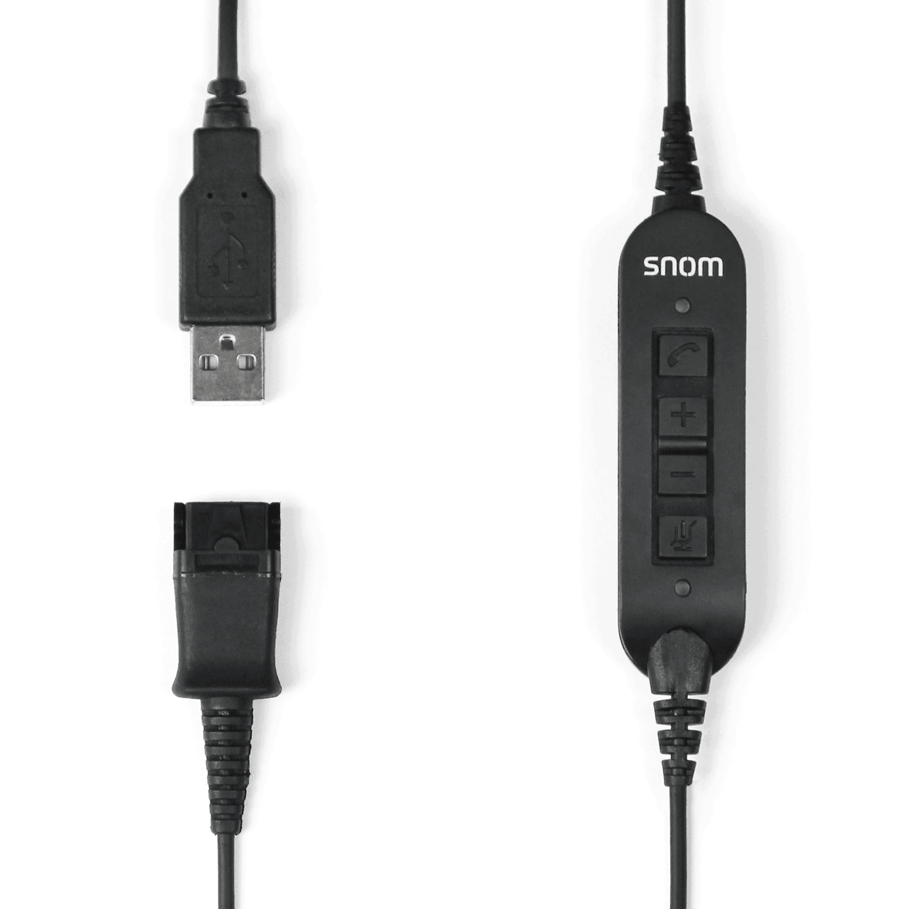 Snom USB Quick Release Adapter for A100M, A100D and PC - Integrated volume and call buttons.