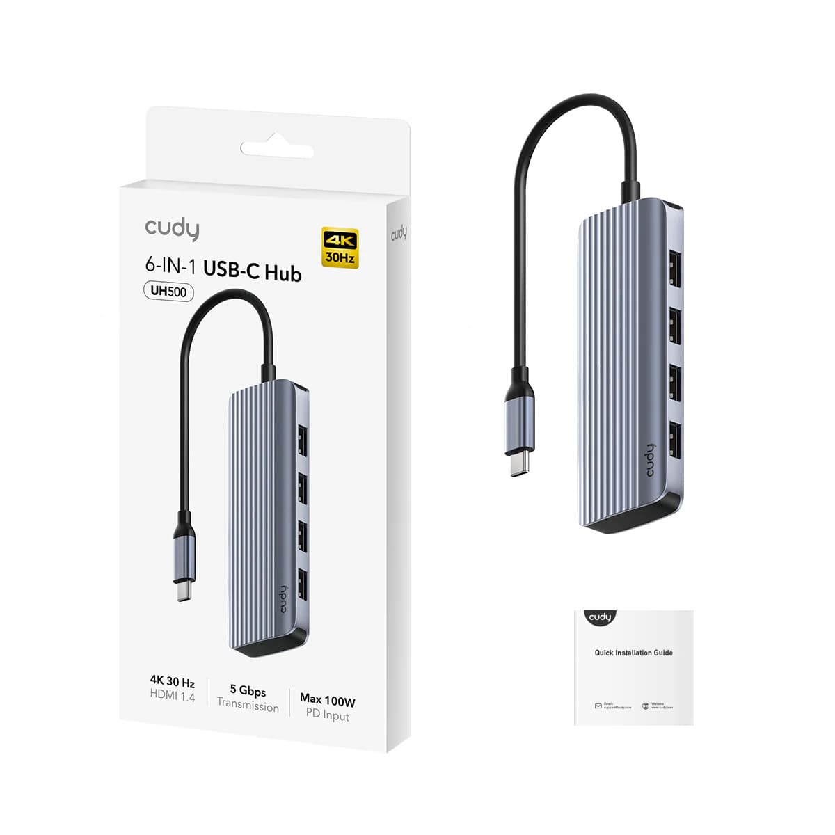 Cudy 6-in-1 4K 5Gbps USB-C HDMI Hub