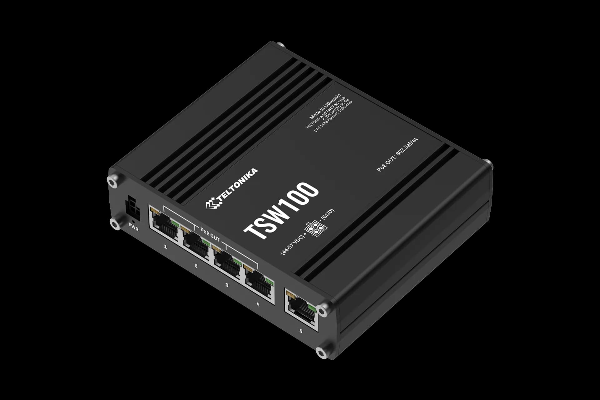 Teltonika Industrial Unmanaged 5 Port PoE+ Ethernet Switch