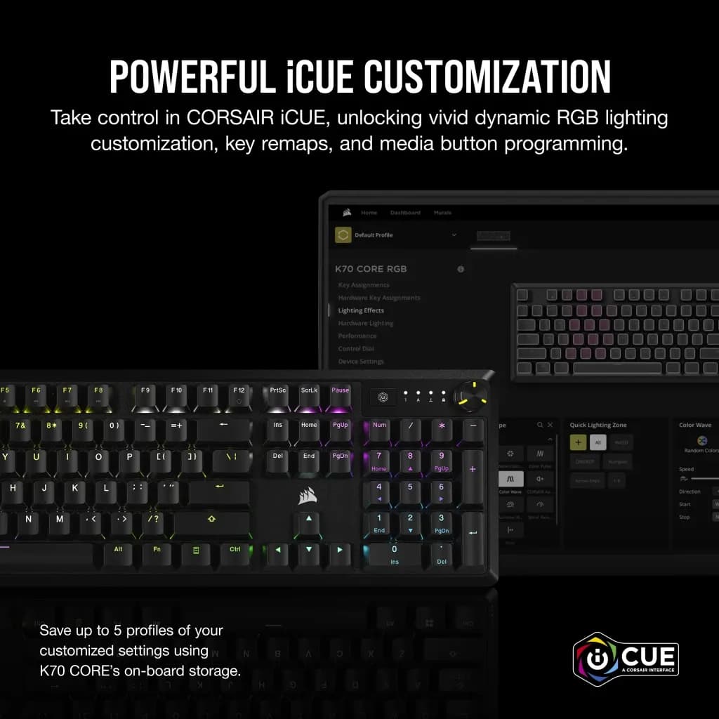 Corsair K70 CORE RGB Mechanical Gaming Keyboard - CORSAIR Red Linear Switches