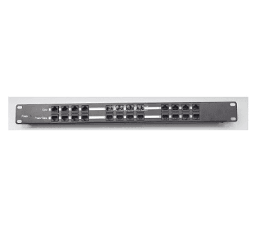 Rackmount 12 port passive PoE injector, Shielded, 1U, Black, 2.1mm Jack