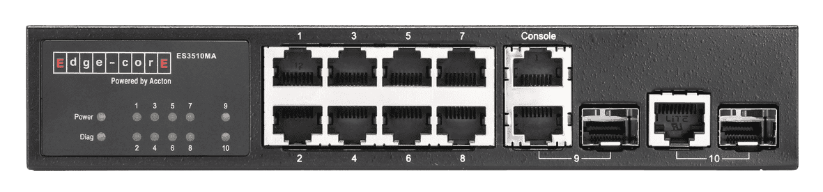 ES3510MA  Fast Ethernet  Layer  2/4 switch featuring  10 ports; 8 10/100