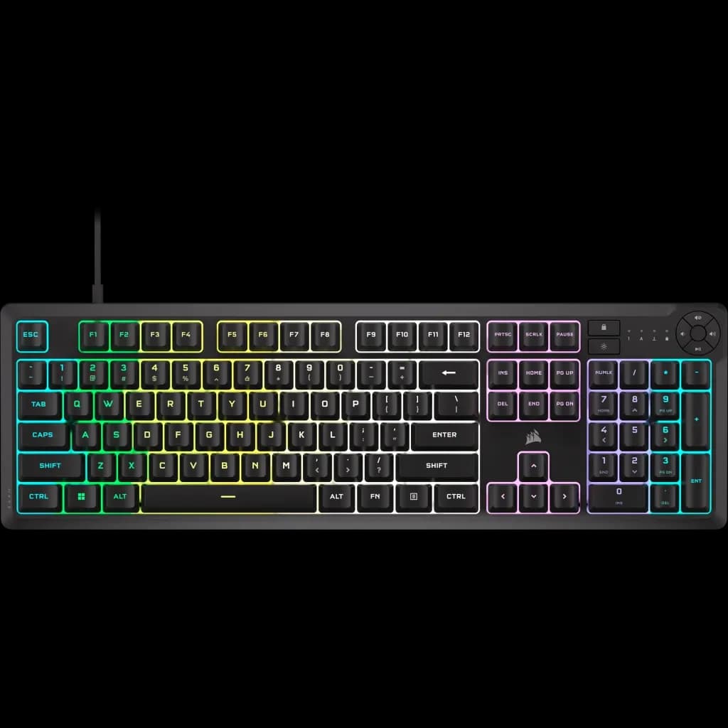 Corsair K55 Core Gaming Keyboard; Backlit Zoned RGB LED; Rubberdome